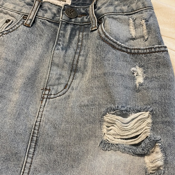 ONE TEASPOON 2020 high waist light wash denim mini skirt size 26 like new - Picture 9 of 10
